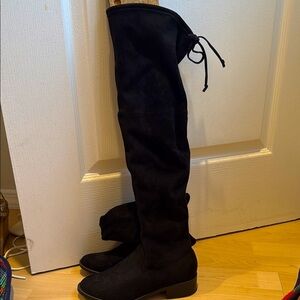 Black Suede Over-the-Knee Women's Boots